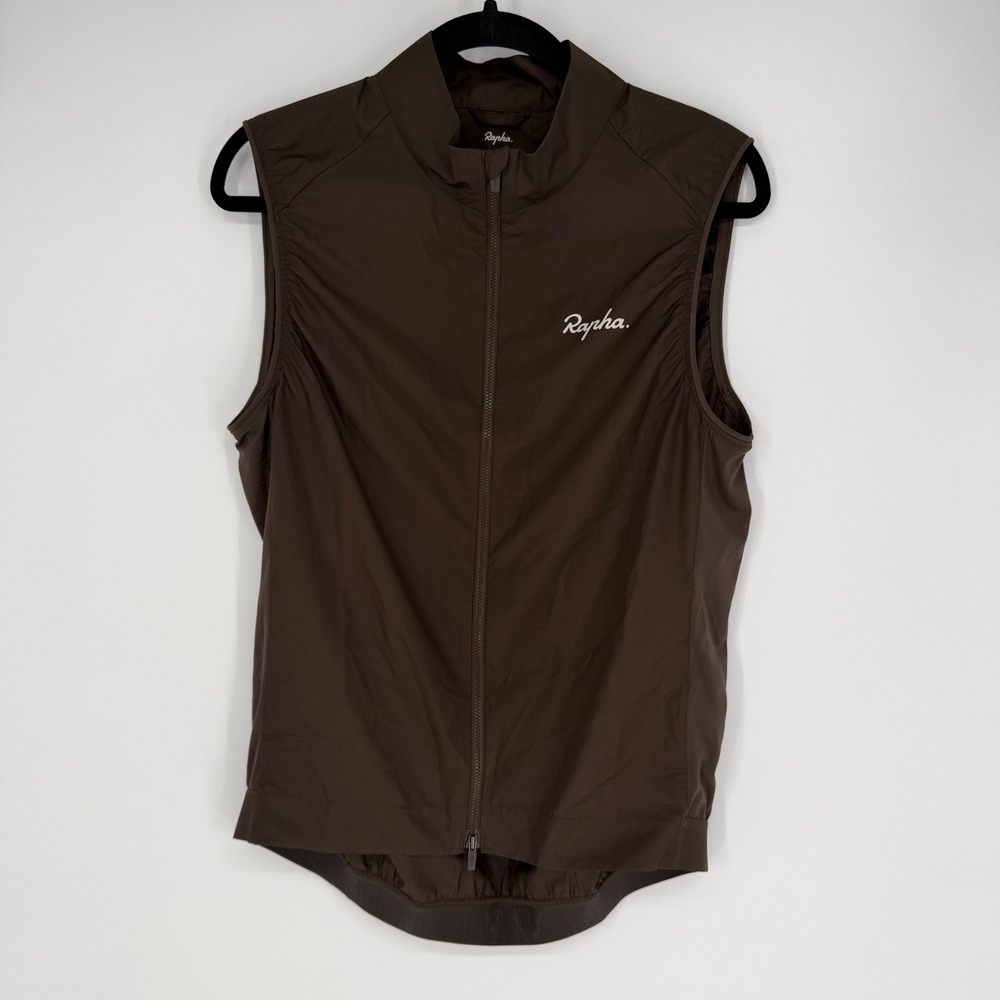 RAPHA MEN'S CORE GILET BROWN RUNNING WINDBREAKER VEST LIGHTWEIGHT PACKABLE LARGE